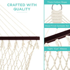Cotton Rope 2-Person Double Hammock w/ Spreader Bars, Carrying Case