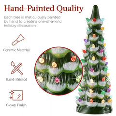 Set of 3 XL Pre-Lit Ceramic Tabletop Christmas Trees