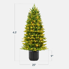 Pre-Lit Potted Christmas Tree w/Twinkling White & Multi LEDs