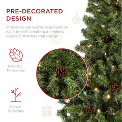 Pre-Lit Pre-Decorated Christmas Tree w/ Pinecones
