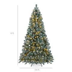 Pre-Lit Pre-Decorated Christmas Tree w/ Flocked Tips, Pinecones