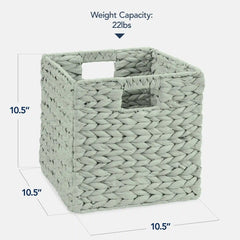Set of 5 Collapsible Hyacinth Storage Baskets w/ Inserts - 10.5x10.5in