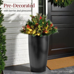 Pre-Lit Christmas Urn Filler, White & Multi LED Lights, 26" Diameter
