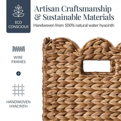 Scalloped 10.5 x 10.5in Hyacinth Storage Basket Set of 5