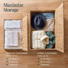 2 PC Water Hyacinth Nesting Underbed Storage Baskets