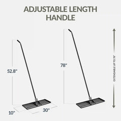 Lawn Leveling Rake, 30" x 10", Extra Long 78" handle
