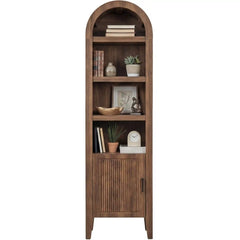 72" Tall Narrow Arched Pantry Cabinet w/ Door, 4-Tier Storage Cabinet