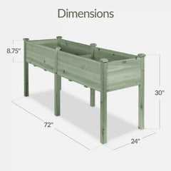 Raised Garden Bed, Elevated Wood Garden Planter Stand - 72x24x30in