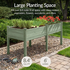 Raised Garden Bed, Elevated Wood Garden Planter Stand - 72x24x30in