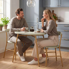 3-Piece Oval Dining Table Set, Small Kitchen Set w/ 2 Chairs