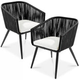 Set of 2 Outdoor Woven Wicker Patio Dining Chairs, 250lb Capacity