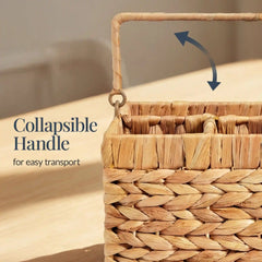 Handwoven Silverware Organizer w/ Handle, 4 Compartments