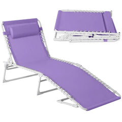 Portable Patio Chaise Lounge Chair Outdoor Recliner w/ Pillow