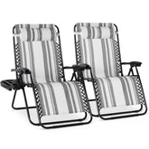 Set of 2 Extra Wide Adjustable Zero Gravity Patio Chair Recliners