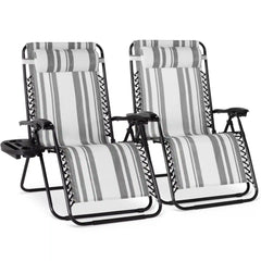 Set of 2 Extra Wide Adjustable Zero Gravity Patio Chair Recliners