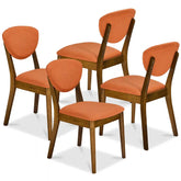 Set of 4 Wooden Dining Chairs, Wood Modern Farmhouse Upholstered Chairs