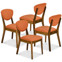 Set of 4 Wooden Dining Chairs, Wood Modern Farmhouse Upholstered Chairs