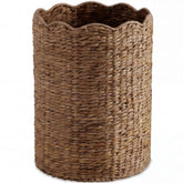 Scalloped Large Round Laundry Hamper, Handwoven Laundry Basket