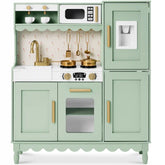 Kids Pretend Play Cottage Kitchen with 11 Accessories, Espresso Machine