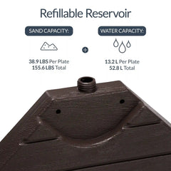 4-Piece Cantilever Umbrella Base Weight Set, Wood Grain Finish