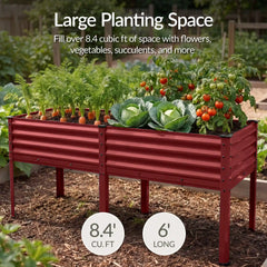 Elevated Galvanized Metal Garden Bed w/ Corner Protectors - 72x24x30in
