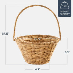 Handwoven Medium Mother's Day Gift Basket, 20in Basket w/Collapsible Handle