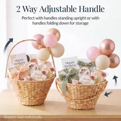 Handwoven Medium Mother's Day Gift Basket, 20in Basket w/Collapsible Handle