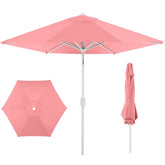7.5ft Patio Market Umbrella with White Pole, Push Button Tilt and Crank Lift