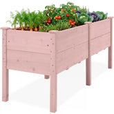 72" x 24" x 30" Raised Wooden Garden Bed w/16" Depth, Elevated Wood Planter
