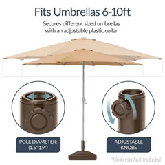 Plastic Patio Umbrella Base Pole Holder Accessory w/ Adjustable Knob