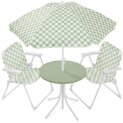Kids Outdoor Table and Chair Set with Umbrella, Foldable Toddler Set