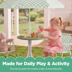 Kids Outdoor Table and Chair Set with Umbrella, Foldable Toddler Set
