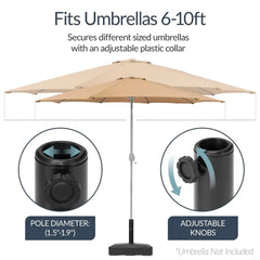Plastic Patio Umbrella Base Pole Holder Accessory w/ Adjustable Knob