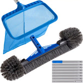 Pool Cleaning Starter Kit Pool Brush, Skimmer Net & 9 ft Aluminum Pole
