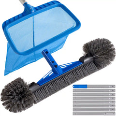 Pool Cleaning Starter Kit Pool Brush, Skimmer Net & 9 ft Aluminum Pole