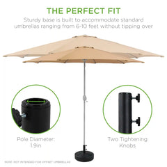 Plastic Patio Umbrella Base Pole Holder Accessory w/ 2 Adjustable Knobs