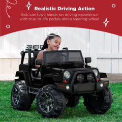 Jumbo 12V Kids Electric Ride On Car with Parent Remote, Seat Harness