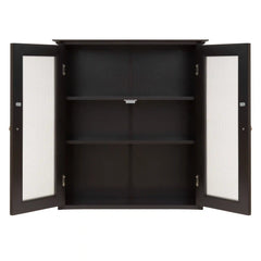 Bathroom Wall Storage Medicine Cabinet w/ Tempered Glass Double Doors