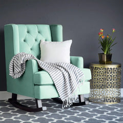 Tufted Upholstered Wingback Rocking Chair