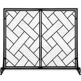2-Panel Wrought Iron Geometric Fireplace Screen w/ Magnetic Doors - 44x33in