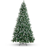 Pre-Decorated Christmas Tree w/ Pinecones, Flocked Branch Tips