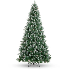Pre-Decorated Christmas Tree w/ Pinecones, Flocked Branch Tips