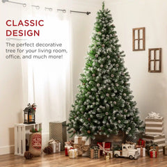 Pre-Decorated Christmas Tree w/ Pinecones, Flocked Branch Tips