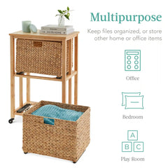 Vertical Rolling File Cabinet w/ Rubberwood Frame, Locking Caster Wheels