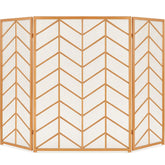 3-Panel Iron Chevron Fireplace Screen w/ Handles - 52x31in
