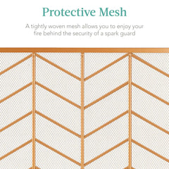 3-Panel Iron Chevron Fireplace Screen w/ Handles - 52x31in