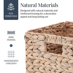 Set of 5 Collapsible Hyacinth Storage Baskets w/ Inserts - 12x12in