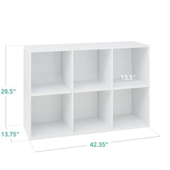 6-Cube Bookshelf, 13.5in Storage Display w/ Removable Panels, Customizable