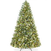 Pre-Lit Frosted Artificial Scotch Pine Christmas Tree w/ Metal Stand