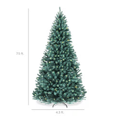 Pre-Lit Blue Spruce Christmas Tree w/ Foldable Base, Incandescent Lights
